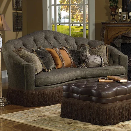 Kidney Shaped Sofa in Traditional Furniture Style with Fringe Skirt